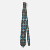 Blue Gold Brown Star X Muster Necktie Krawatte (Vorderseite)