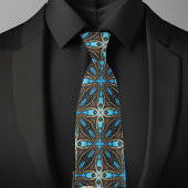 Blue Gold Brown Star X Muster Necktie Krawatte