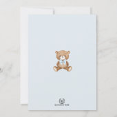 Blue Gold Brown Teddy Bear Boy Baby Dusche Einladung (Rückseite)