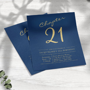 Blue Gold Budget 21. Geburtstag Einladung Flyer