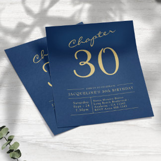 Blue Gold Budget 30. Geburtstag Einladung Flyer
