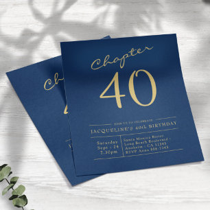 Blue Gold Budget 40. Geburtstag Einladung Flyer