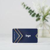 Blue Gold Business Card Visitenkarte (Stehend Vorderseite)