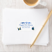 Blue, Gold Butterfly Address Labels Adressaufkleber (Insitu)