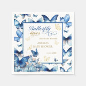 Blue Gold Butterfly Kisses Baby Dusche Serviette (Vorderseite)