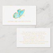 Blue Gold Butterfly Lash Aftercare Instruktionen Visitenkarte (Vorne/Hinten)