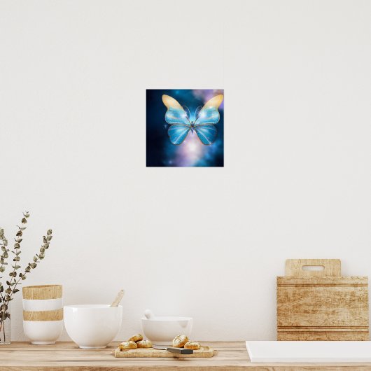 Blue & Gold Butterfly Poster (Küche)