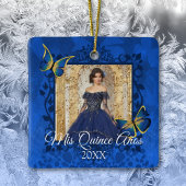 Blue, Gold Butterfly Quinceanera Foto Keramikornament