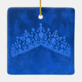 Blue, Gold Butterfly Quinceanera Foto Keramikornament (Rückseite)