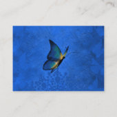 Blue, Gold Butterfly Quinceñera RSVP Card Hinweiskarte (Rückseite)