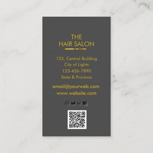 Blue Gold Butterfly Scisson Haar Stylist Salon Visitenkarte (Rückseite)