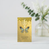 Blue Gold Butterfly Scisson Haar Stylist Salon Visitenkarte (Stehend Vorderseite)