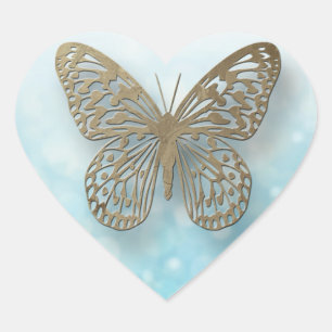 Blue Gold Butterfly Stickers