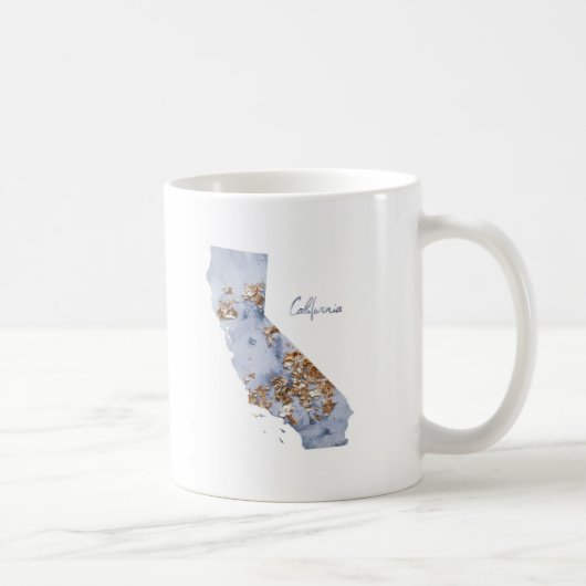 Blue & Gold California Staat Karte Kaffeetasse (Rechts)