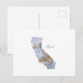 Blue & Gold California Staat Map Postkarte (Vorne/Hinten)