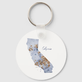 Blue & Gold California Staat Map Schlüsselanhänger