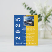 Blue & Gold Cap Design Abschluss Einladung (Stehend Vorderseite)