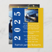 Blue & Gold Cap Design Abschluss Einladung (Vorne/Hinten)