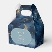 Blue Gold Celestial Elegant Starry Sky Wedding Geschenkschachtel (Rückseite)