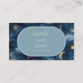 Blue Gold Celestial Elegant Starry Sky Wedding Platzkarte (Rückseite)