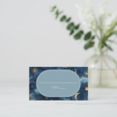 Blue Gold Celestial Elegant Starry Sky Wedding Platzkarte (Stehend Vorderseite)