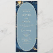 Blue Gold Celestial Elegant Starry Sky Wedding Programm (Vorderseite)