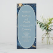 Blue Gold Celestial Elegant Starry Sky Wedding Programm (Stehend Vorderseite)