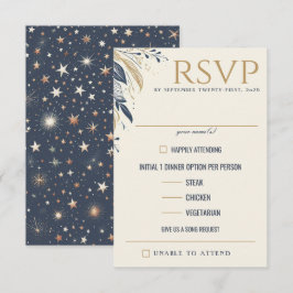 Blue & Gold Celestial Food Choices RSVP Karte