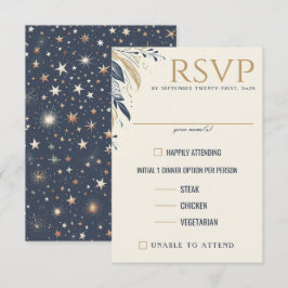 Blue & Gold Celestial Food Choices RSVP Karte