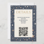 Blue & Gold Celestial mit QR Code Wedding Einladung (Rückseite)