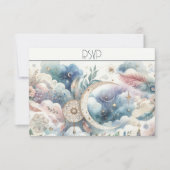 Blue Gold Celestial Moon Response Card (Vorderseite)