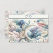 Blue Gold Celestial Moon Response Card (Vorne/Hinten)