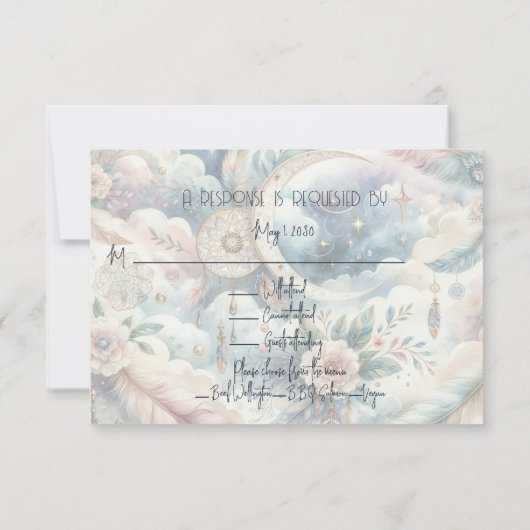 Blue Gold Celestial Moon Response Card (Rückseite)