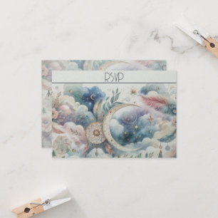 Blue Gold Celestial Moon Response Card