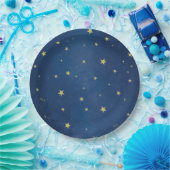 Blue Gold Celestial Moon & Stars Party Pappteller (Party)