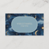 Blue Gold Celestial Moon Sun Stars Custom Visitenkarte (Vorderseite)