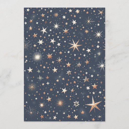 Blue & Gold Celestial Wedding Menükarte (Rückseite)