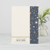 Blue & Gold Celestial Wedding Save The Date (Stehend Vorderseite)