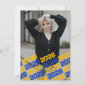 Blue & Gold Chalkboard Abschluss Foto Vielen Dank Einladung (Rückseite)