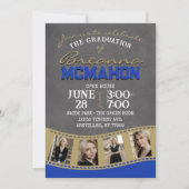 Blue & Gold Chalkboard Filmstrip-Abschluss Einladung (Vorderseite)