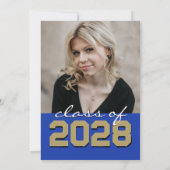 Blue & Gold Chalkboard Filmstrip-Abschluss Einladung (Rückseite)