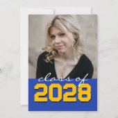 Blue & Gold Chalkboard Filmstrip-Abschluss Einladung (Rückseite)