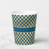 Blue Gold Checked Paper Cup Pappbecher (Links)