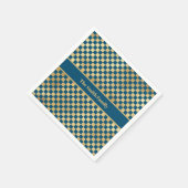 Blue Gold Checked Paper Napkin Serviette (Ecke)
