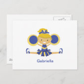 Blue & Gold Cheerleader Postkarte (Vorne/Hinten)