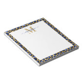 Blue Gold Cheetah Print Initial mit Name Monogram Notizblock (angewinkelt)