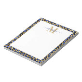 Blue Gold Cheetah Print Initial mit Name Monogram Notizblock (Rotiert)