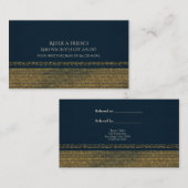 Blue & Gold Chic Sparkling Glam Golfen Empfehlungskarte (Vorne/Hinten)