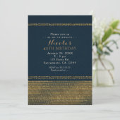 Blue & Gold Chic Sparkling Glam Party Einladungen (Stehend Vorderseite)