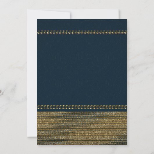 Blue & Gold Chic Sparkling Glam Party Einladungen (Rückseite)